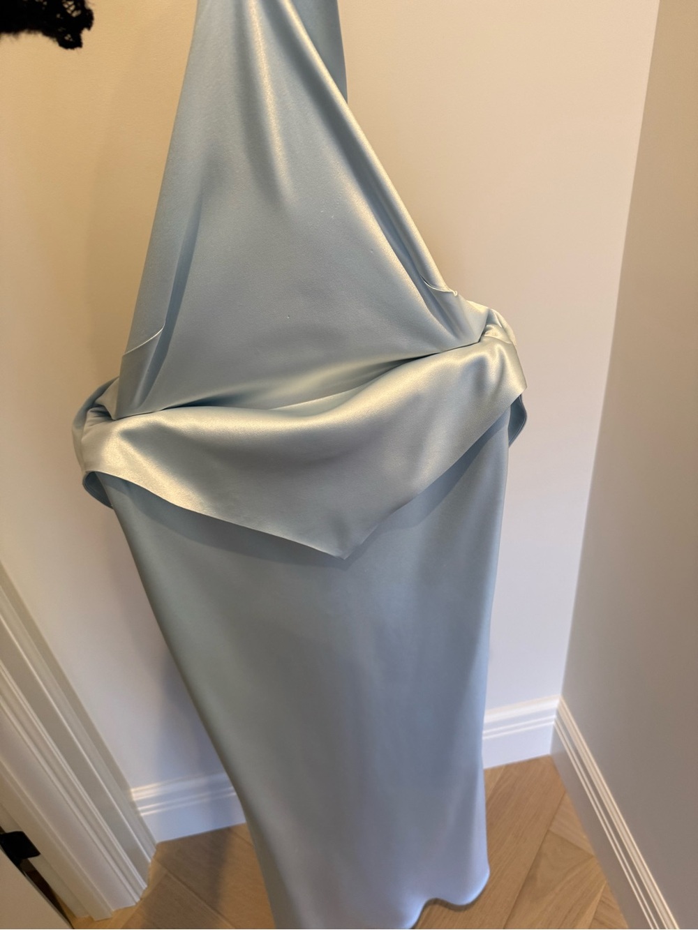 Retrofete Pale Blue Satin Maxi Slip Dress